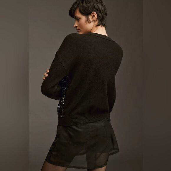 Anthropologie Sequin Button Pocket Cardigan - Picture 3 of 6